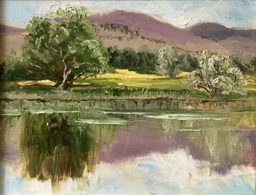 Orange Orchard Lake van Julia Bright, Schilderij te koop op Singulart