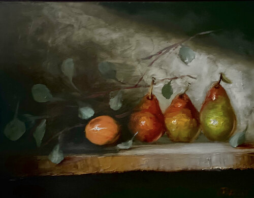 Three Pears and a Mandarin Julia Bright