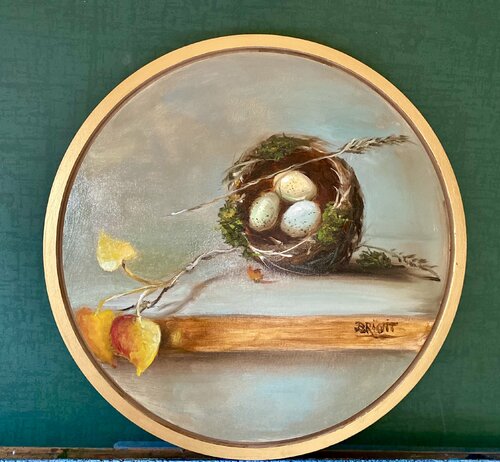 Nest with Fall Leaves di Julia Bright, Pittura in vendita su Singulart