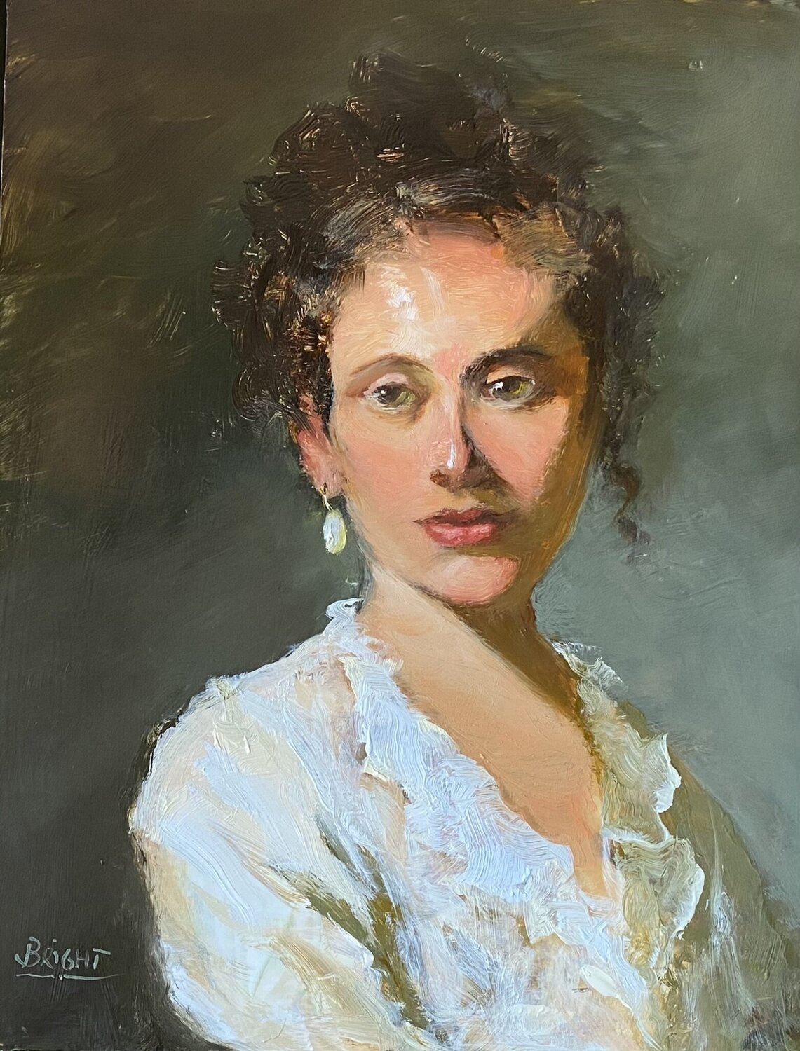 The Pearl Earring de Julia Bright (N.D) : Peinture Huile sur Bois