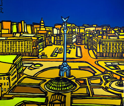 Kyiv in the colors of Ukraine de Claudia Ahrens, Pintura a la venta en Singulart