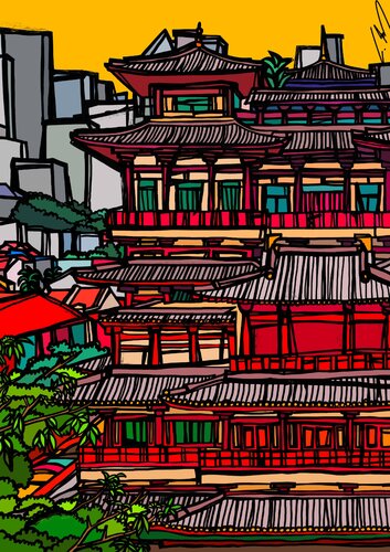 Buddha Tooth Relic Temple, Singapore von Claudia Ahrens, Druck kaufen auf Singulart