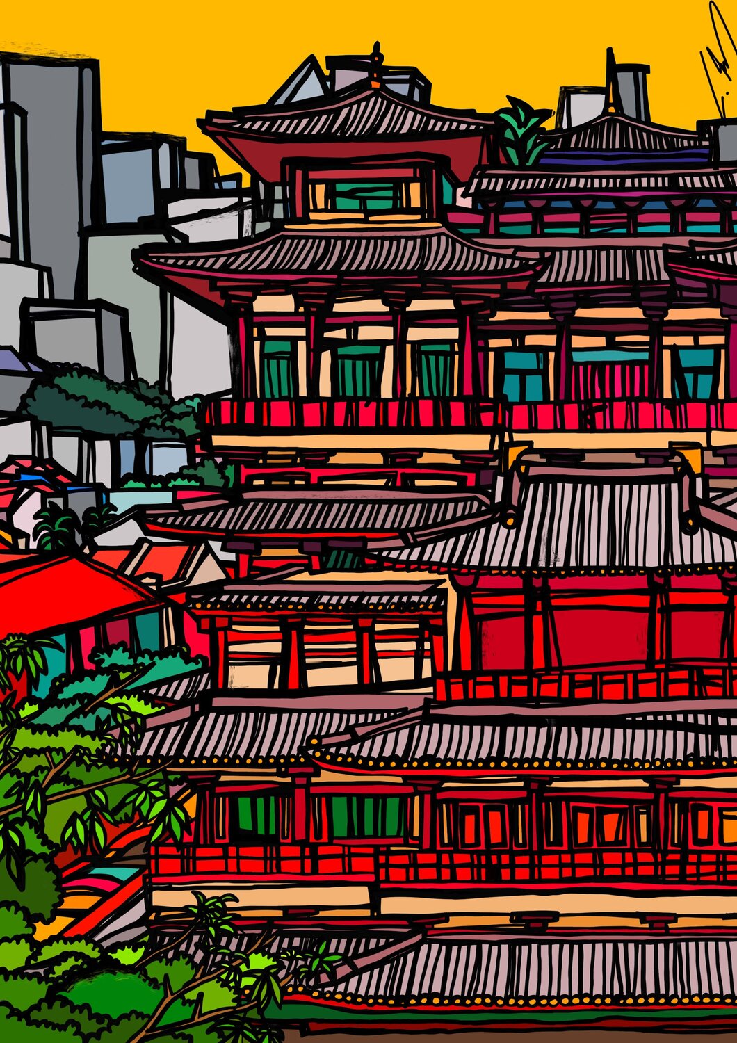 Buddha Tooth Relic Temple, Singapore Claudia Ahrens Druck zu verkaufen
