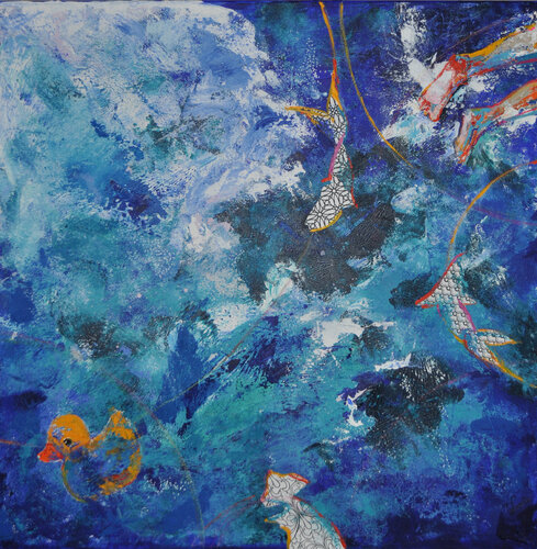 The swimmer, or Friendly Floatees van Bego Lafuente, Schilderij te koop op Singulart