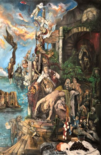 JACOBS LADDER: Somewhere between Hope and Despair:  (A work in progress) van Steve Fraser, Schilderij te koop op Singulart