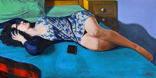 Badante Rumena col suo Alter Ego van Andrea Vandoni, Schilderij te koop op Singulart