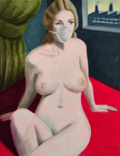 NUDO CON MASCHERINA van Andrea Vandoni, Tekening te koop op Singulart
