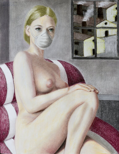 NUDO CON MASCHERINA - 2 van Andrea Vandoni, Tekening te koop op Singulart