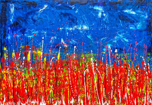 PoppyField on the Lake di Sven Bode, Pittura in vendita su Singulart