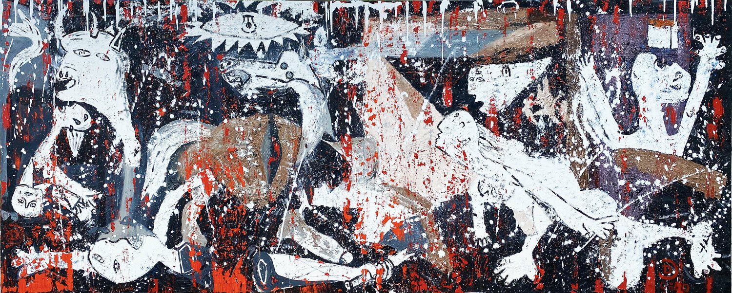 "Masterpiece - Guernica d'aujourd'hui" (Guernica of Today) Sven Bode Originalgemälde zu verkaufen