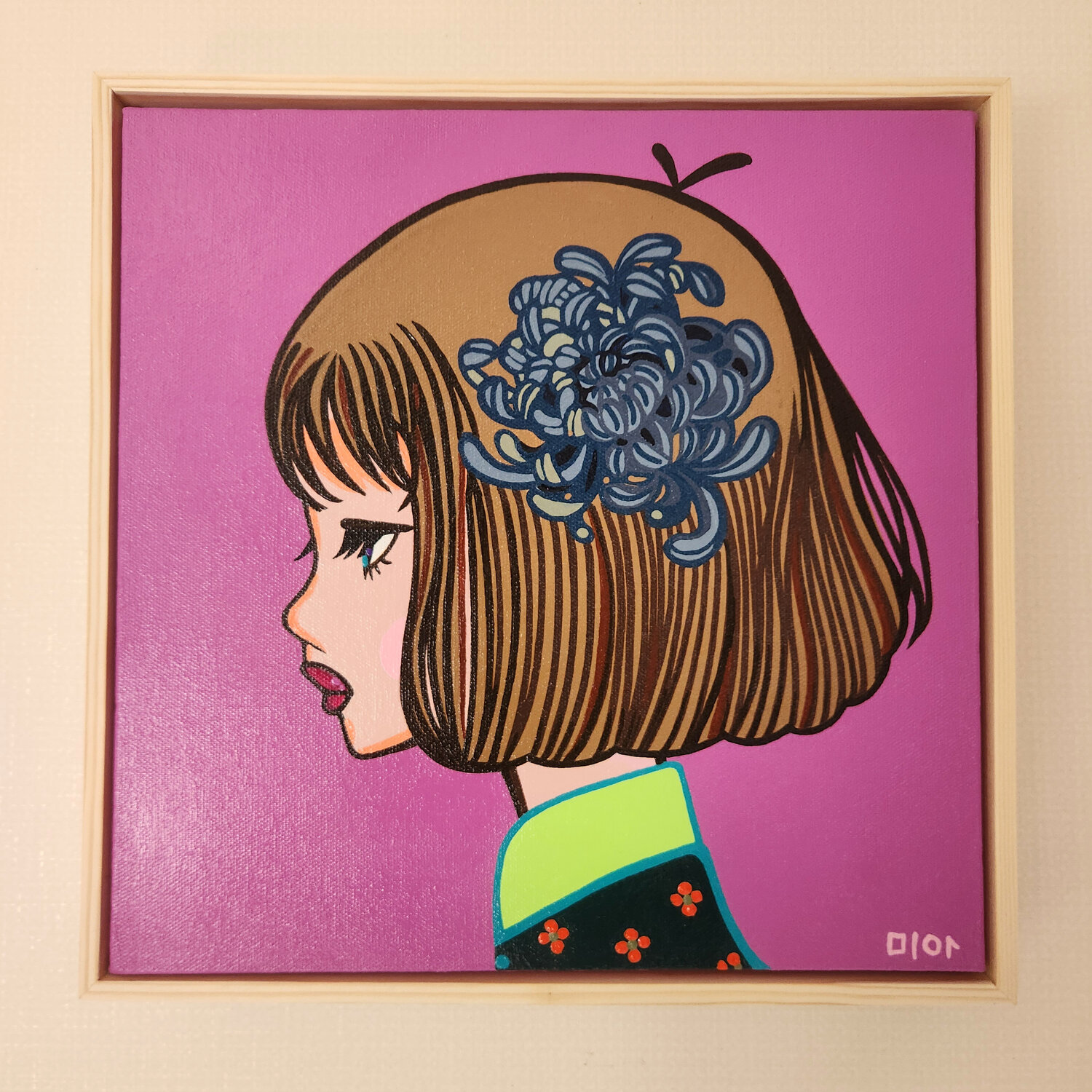 真作 】【 金寅化（キム・インファ）油彩 蓮 】絵画 額縁 油絵韓国美術