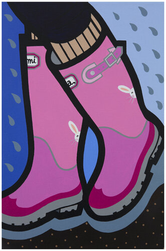 Pink rain boots de Mia Kim, Pintura a la venta en Singulart