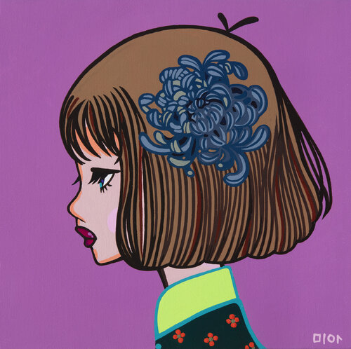 A chrysanthemum flower girl van Mia Kim, Schilderij te koop op Singulart