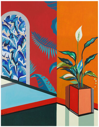 Spathiphyllum in the Orange room von Mia Kim, Malerei kaufen auf Singulart