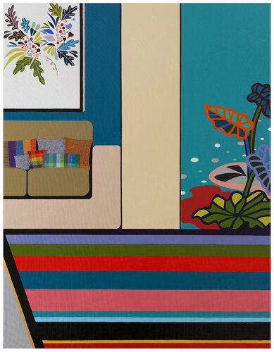 Comfortable indoor space with sofa and  Carpet de Mia Kim, Pintura a la venta en Singulart