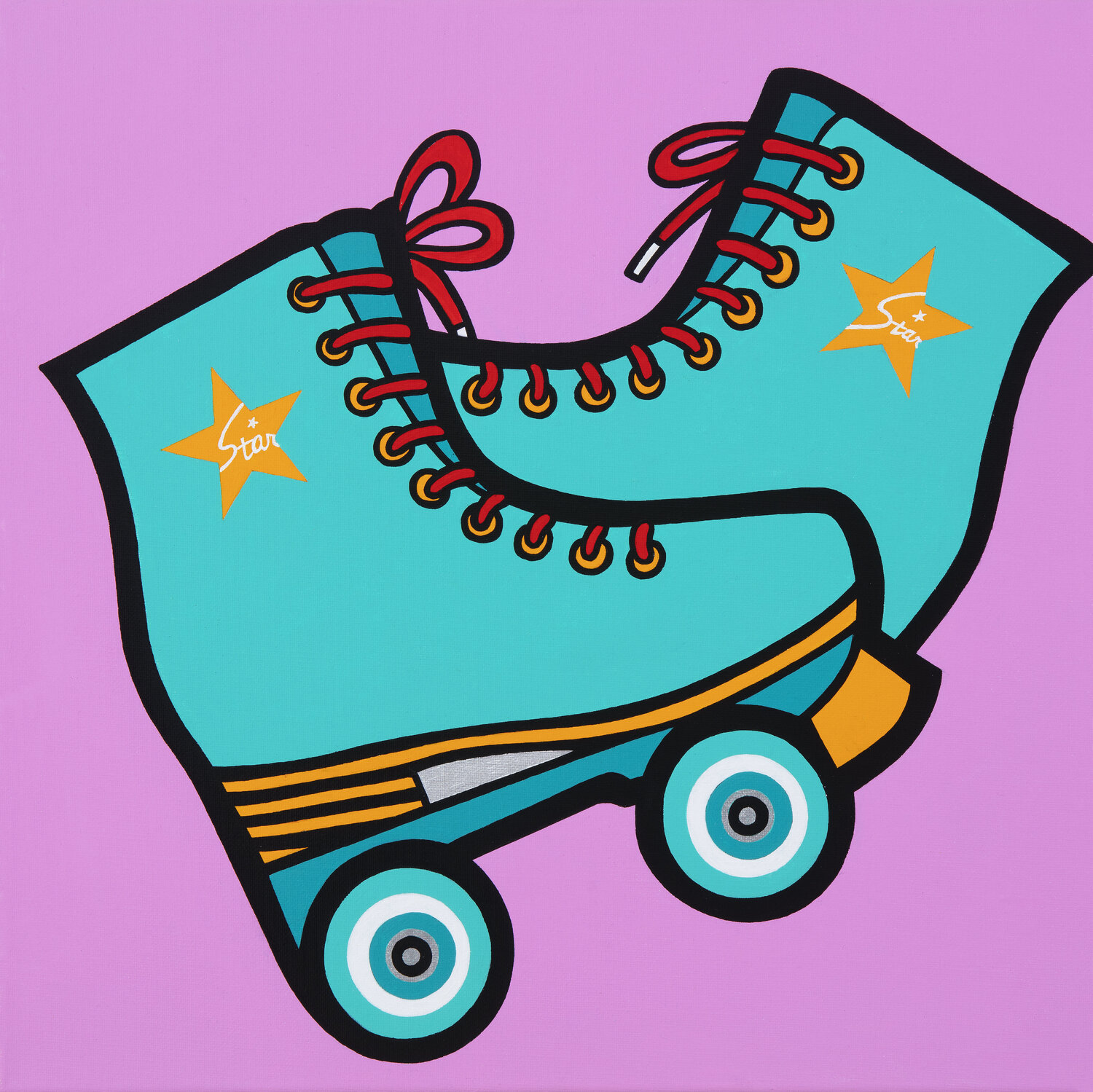 Memories of Roller Skates (Pink) Mia Kim Originalgemälde zu verkaufen