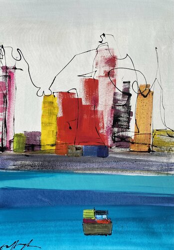 HAPPY COASTLINE I di Gisela Gaffoglio, Pittura in vendita su Singulart