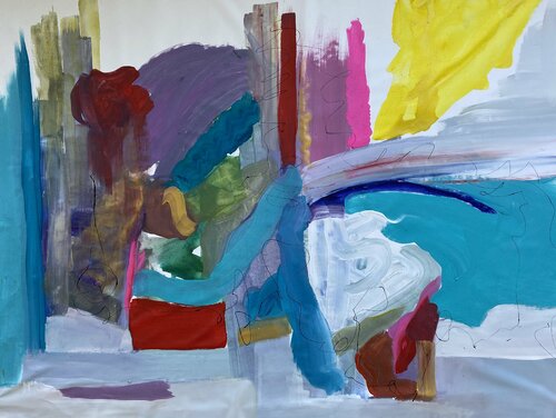 River and sea van Gisela Gaffoglio, Schilderij te koop op Singulart