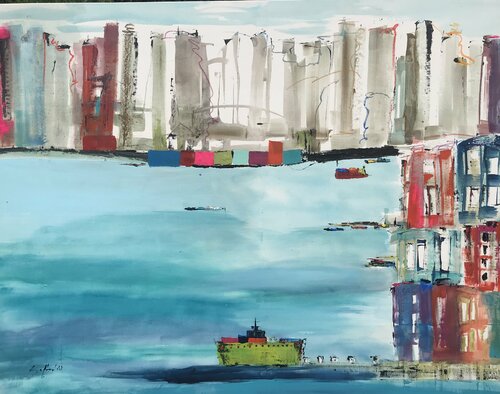 Paisaje portuario par Gisela Gaffoglio, Peinture en vente sur Singulart