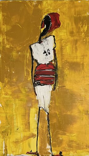 Femme au bonnet rouge di Marie Rouach, Pittura in vendita su Singulart