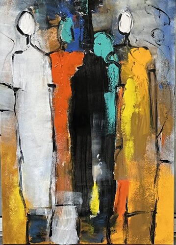 Personnages abstraits di Marie Rouach, Pittura in vendita su Singulart