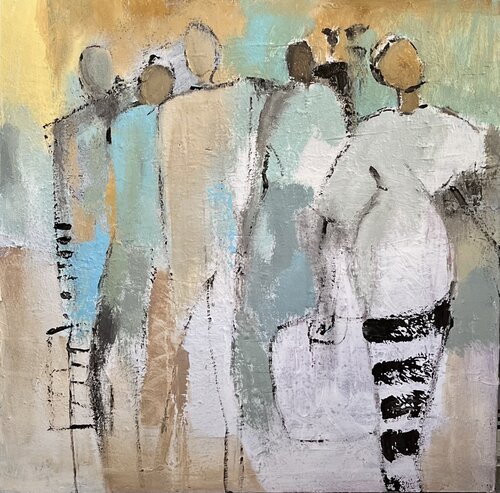 Emportes par la foule… di Marie Rouach, Pittura in vendita su Singulart