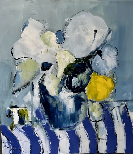 Vase bleu di Marie Rouach, Pittura in vendita su Singulart