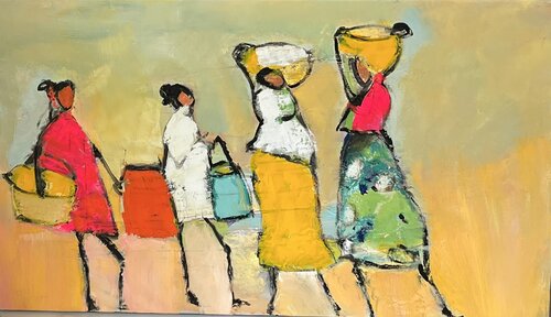 Chercheuses d’eau di Marie Rouach, Pittura in vendita su Singulart