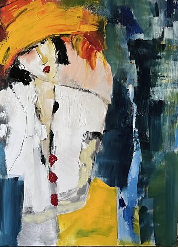Deuxième dame au chapeau di Marie Rouach, Pittura in vendita su Singulart
