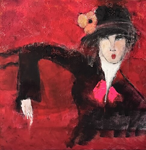 Dame au chapeau van Marie Rouach, Schilderij te koop op Singulart