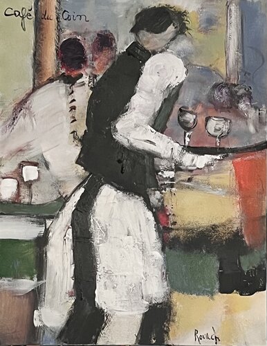 Au café du coin di Marie Rouach, Pittura in vendita su Singulart