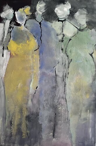 Abstract personnages van Marie Rouach, Schilderij te koop op Singulart