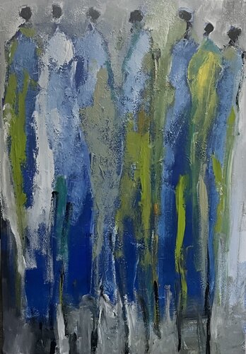Personnages bleus by Marie Rouach, Painting for Sale on Singulart
