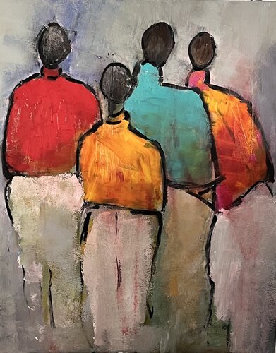 Figures Africaines van Marie Rouach, Schilderij te koop op Singulart