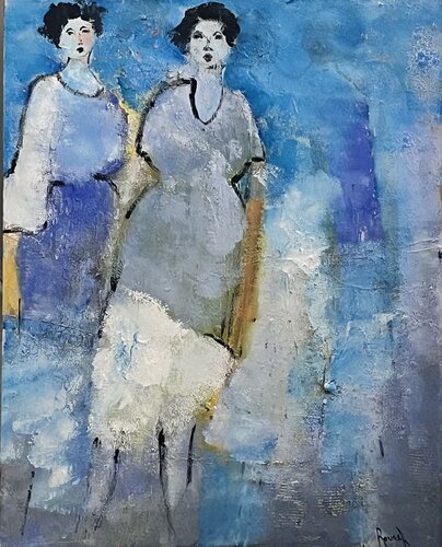 Personnages bleus by Marie Rouach, Painting for Sale on Singulart