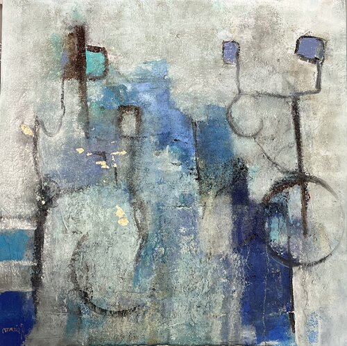Blue abstract by Marie Rouach, Painting for Sale on Singulart