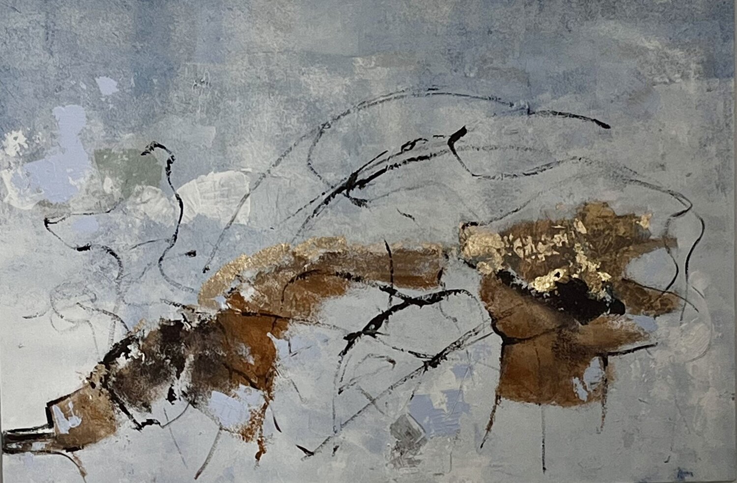 Blue  brown and  gold abstract Marie Rouach
