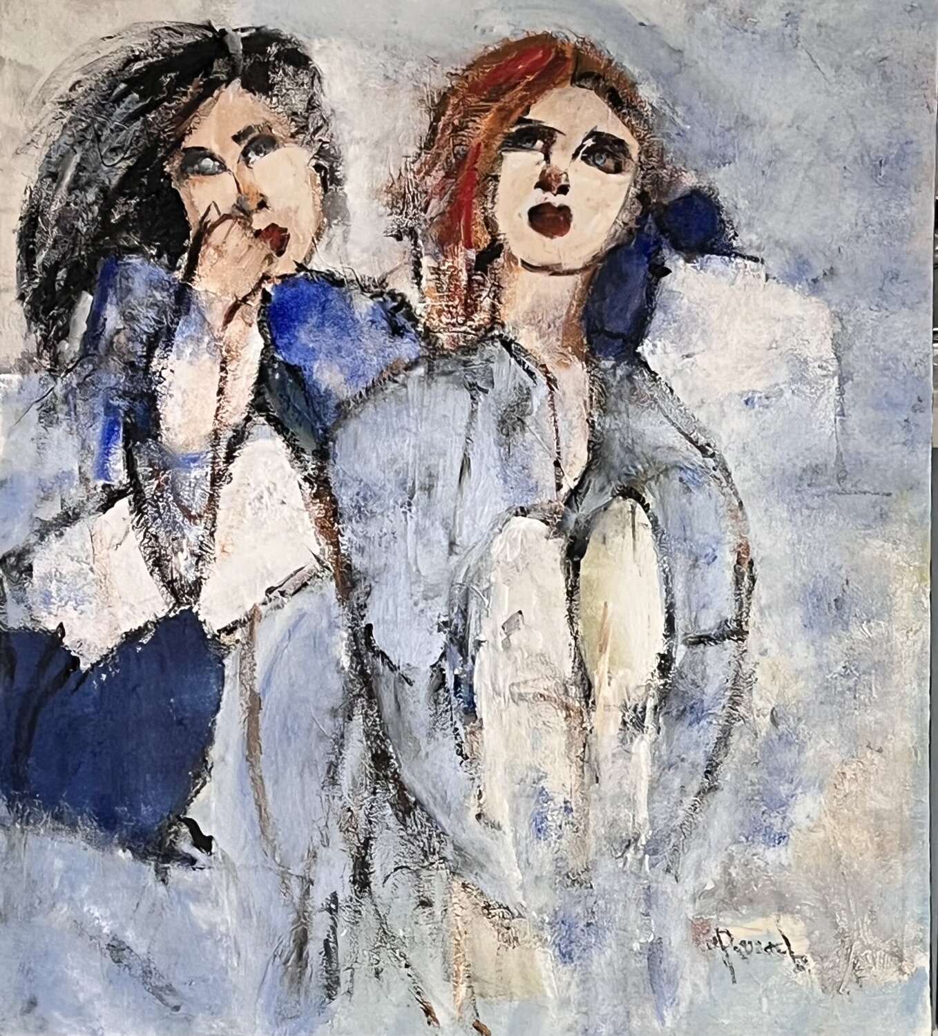 Somewhere in blue Marie Rouach Originalgemälde zu verkaufen