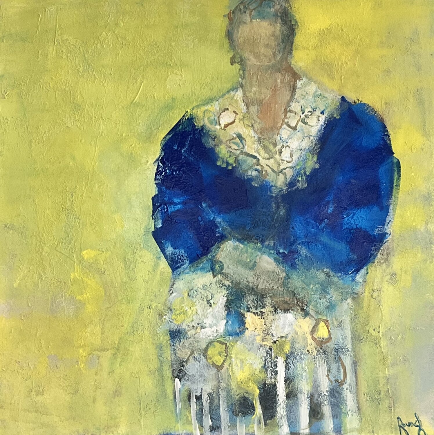 Indigo memory Marie Rouach Original painting for sale