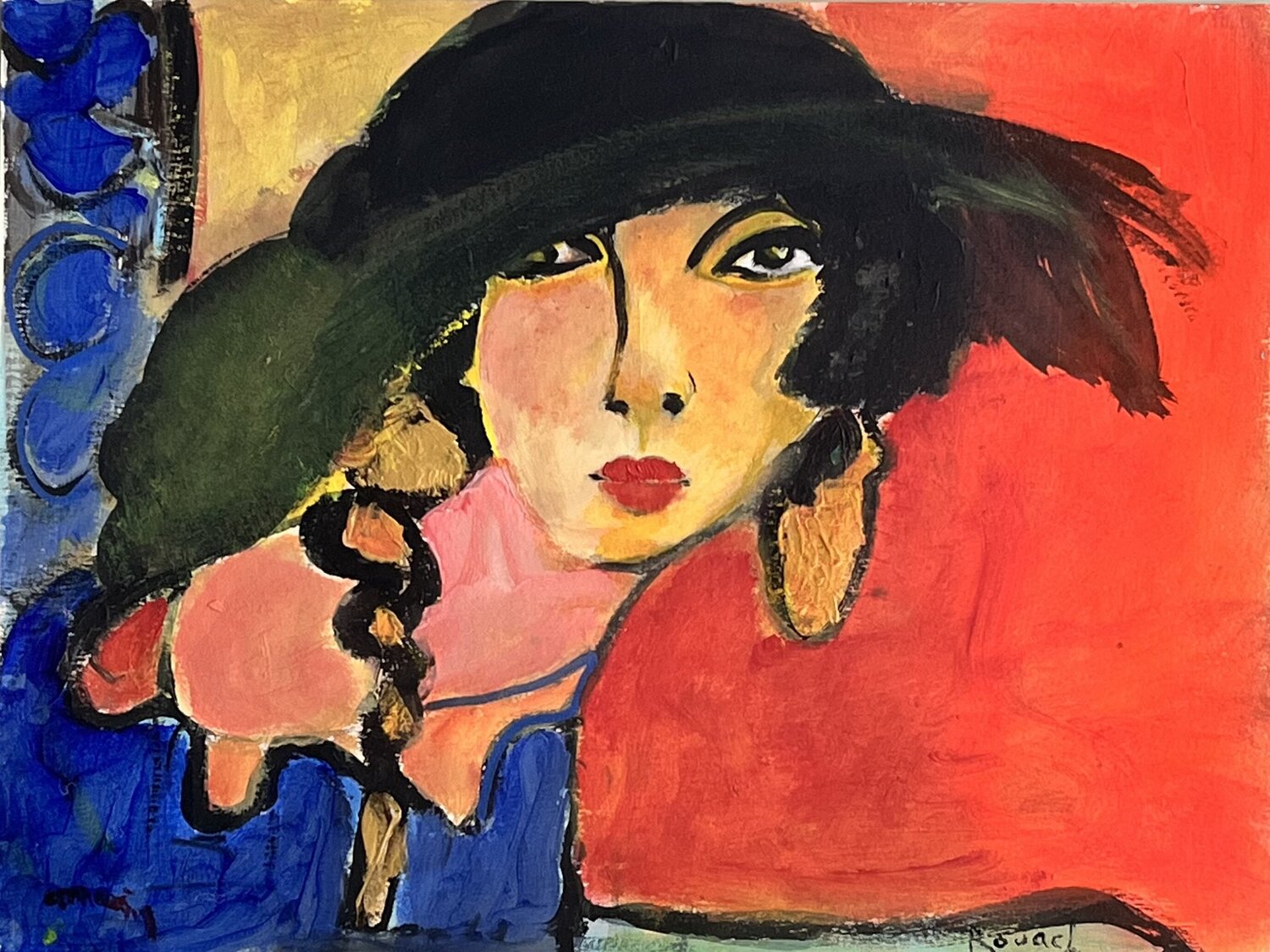 Portrait sur papier cartonné 1 Marie Rouach Dipinto originale in vendita