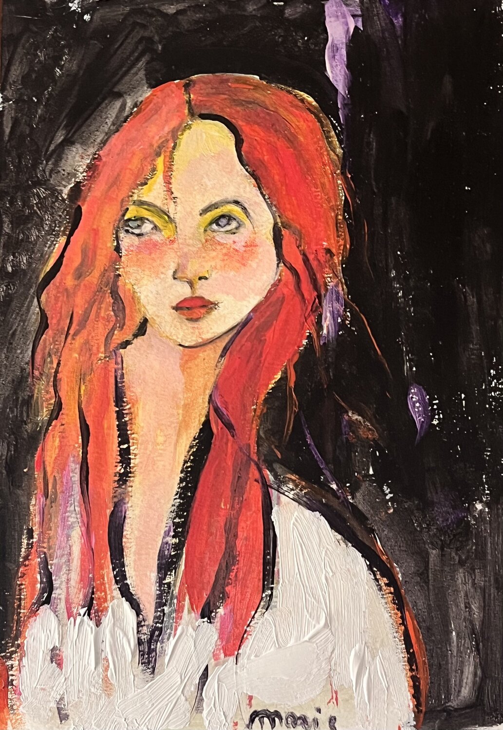 Portrait sur papier cartonné 4 Marie Rouach Originalgemälde zu verkaufen