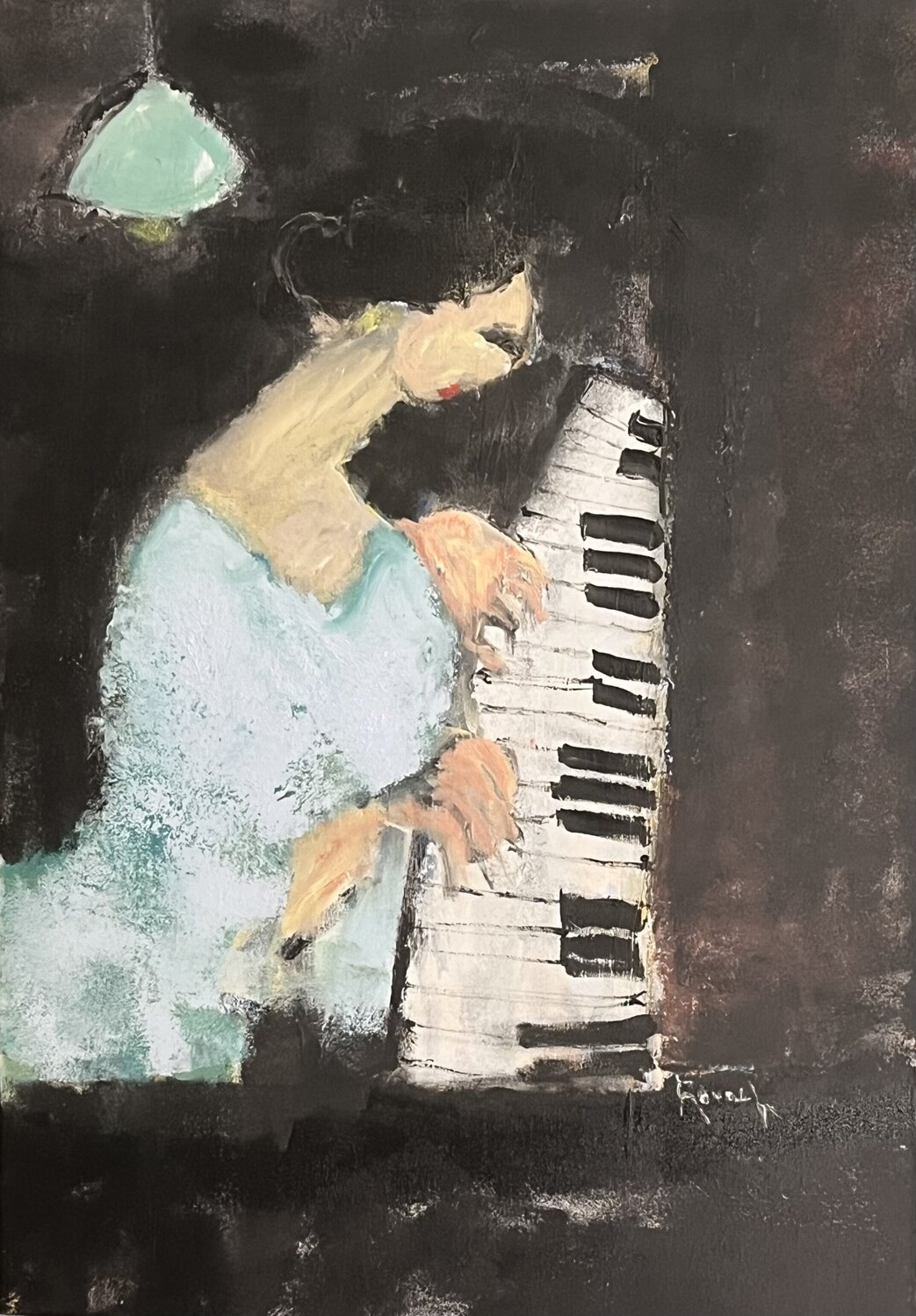 La pianiste Marie Rouach Original painting for sale