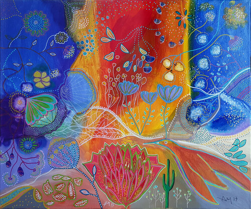 Improbable paysage à l'oiseau de Philippe Abril, Pintura a la venta en Singulart