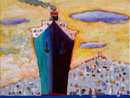 Le bateau viendra van Philippe Abril, Schilderij te koop op Singulart