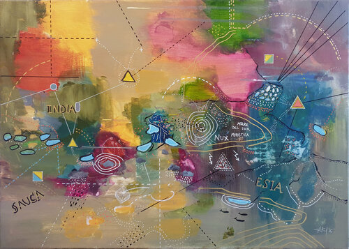 Carte imaginaire von Philippe Abril, Malerei kaufen auf Singulart