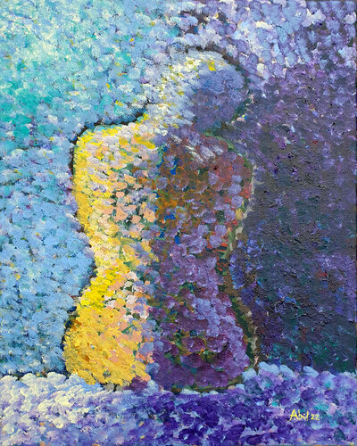Nue, assise de dos von Philippe Abril, Malerei kaufen auf Singulart