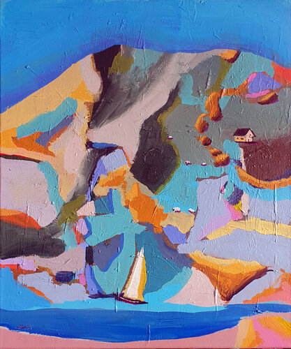 Montagne en été di Philippe Abril, Pittura in vendita su Singulart