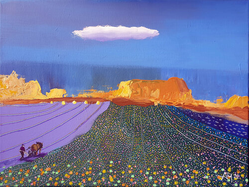 Paysage avec des fleurs di Philippe Abril, Pittura in vendita su Singulart