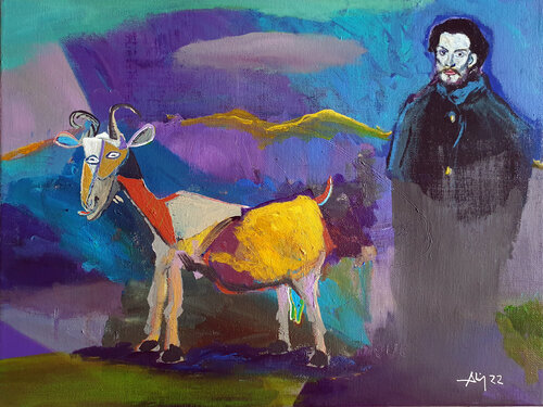 Pablo's goat van Philippe Abril, Schilderij te koop op Singulart