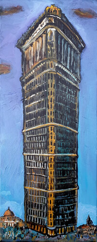 Le Flatiron building dans mon village von Philippe Abril, Malerei kaufen auf Singulart